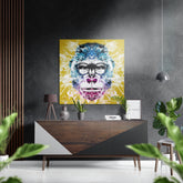 Monkey Brushed Aluminium Dibond Wall Art.